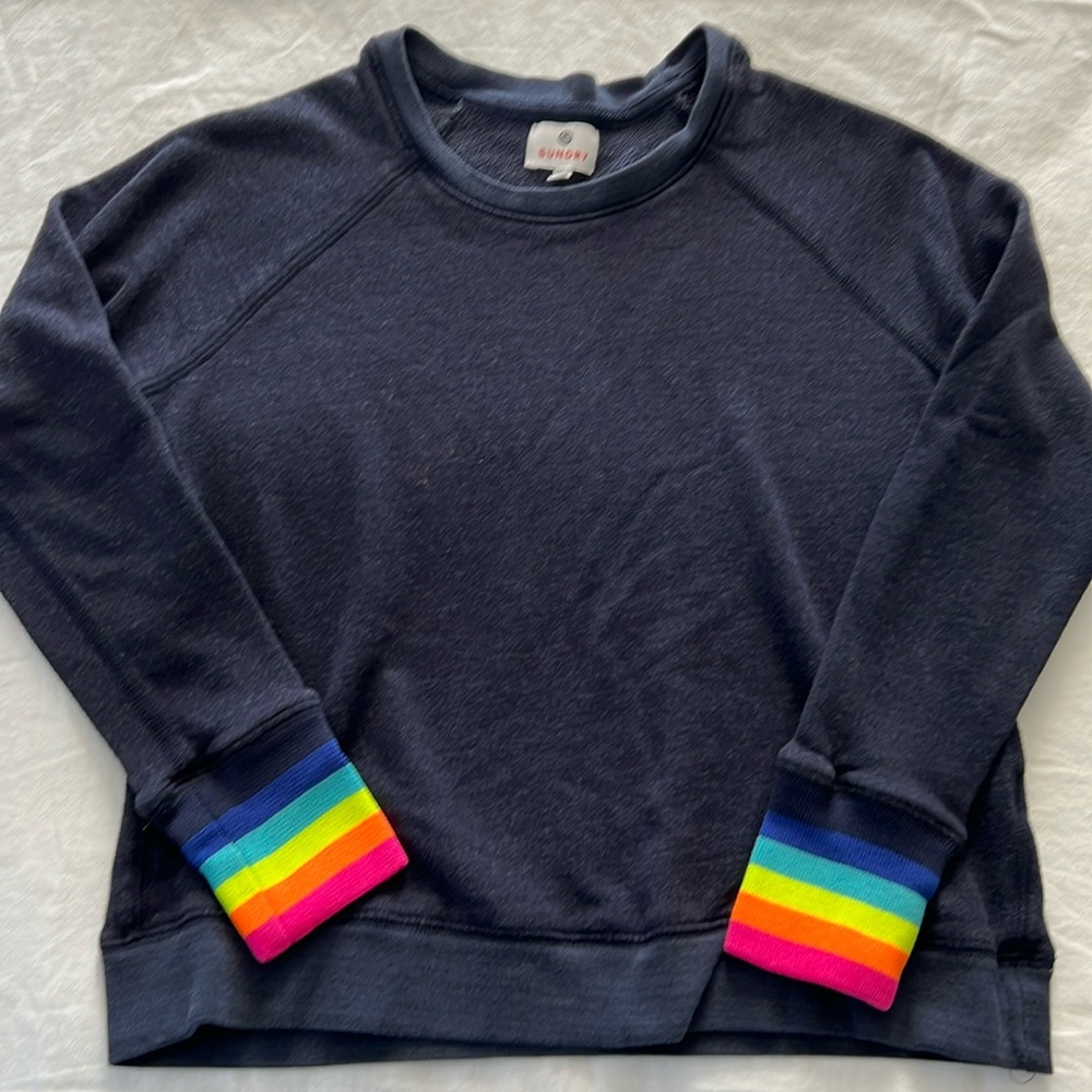 Sundry Crewneck Rainbow Sleeve